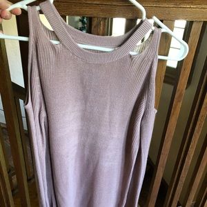Mauve colored  “could shoulder” sweater